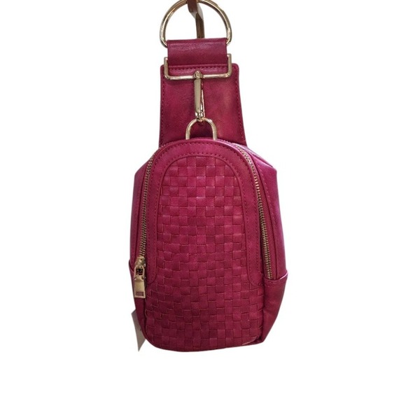 Waverly Woven Sling Bag - Fuchsia - Picture 2 of 10